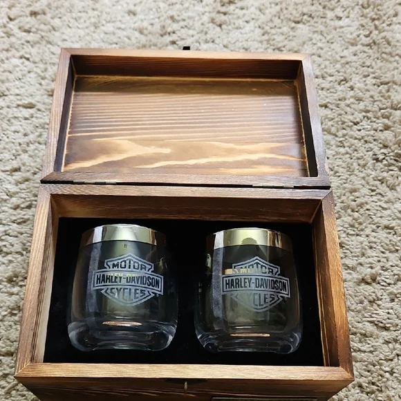 Harley-Davidson Whisky Glasses, Set Of 2 With Box - Picture 1 of 6